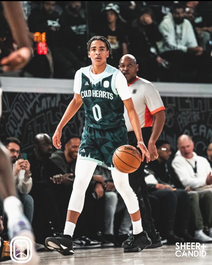Mikel Brown Jr. brings the ball up for Cold Hearts of the Overtime Elite league.